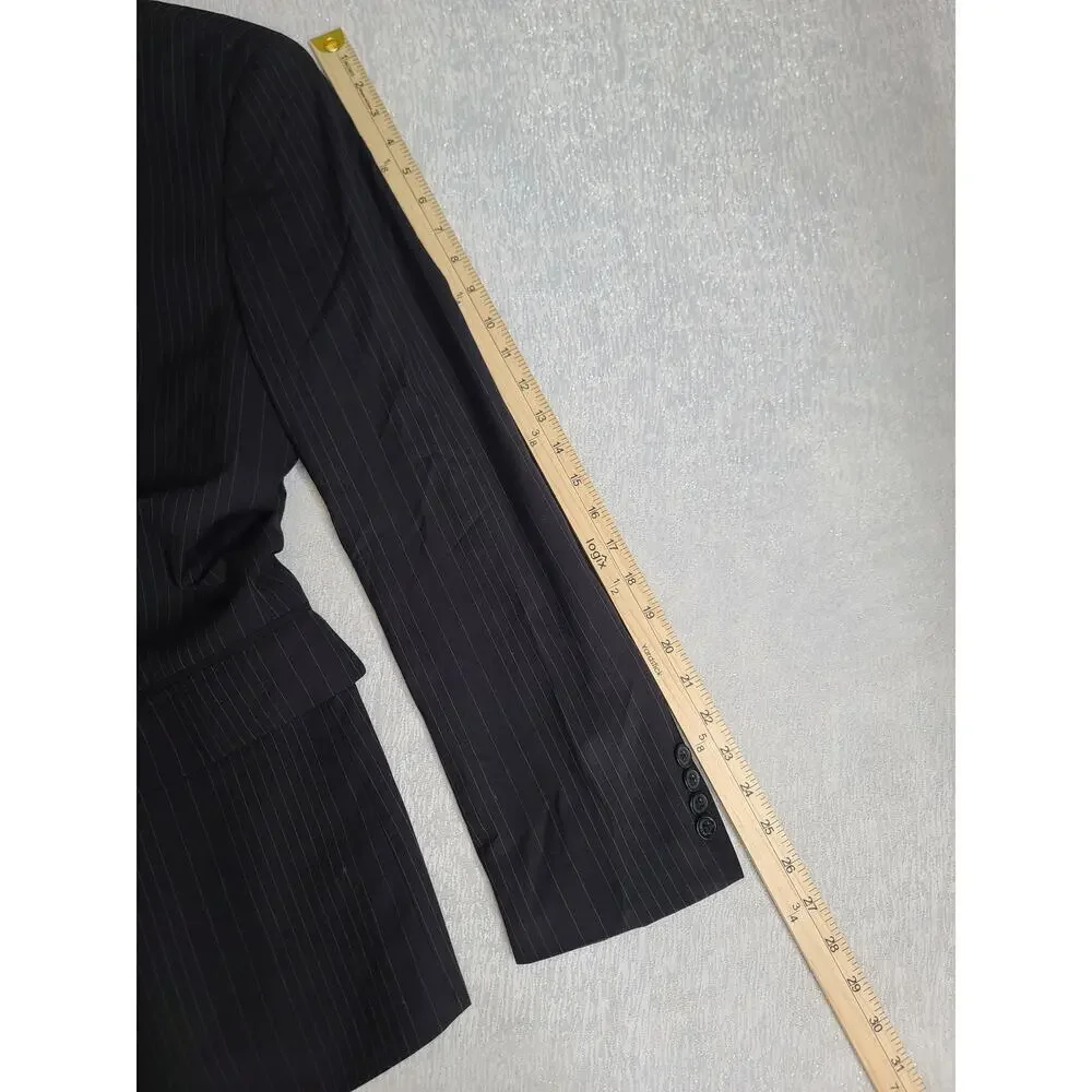 Perry Ellis Vintage Anniversay Collection pinstripe 3 button jacket Size 38 Blk